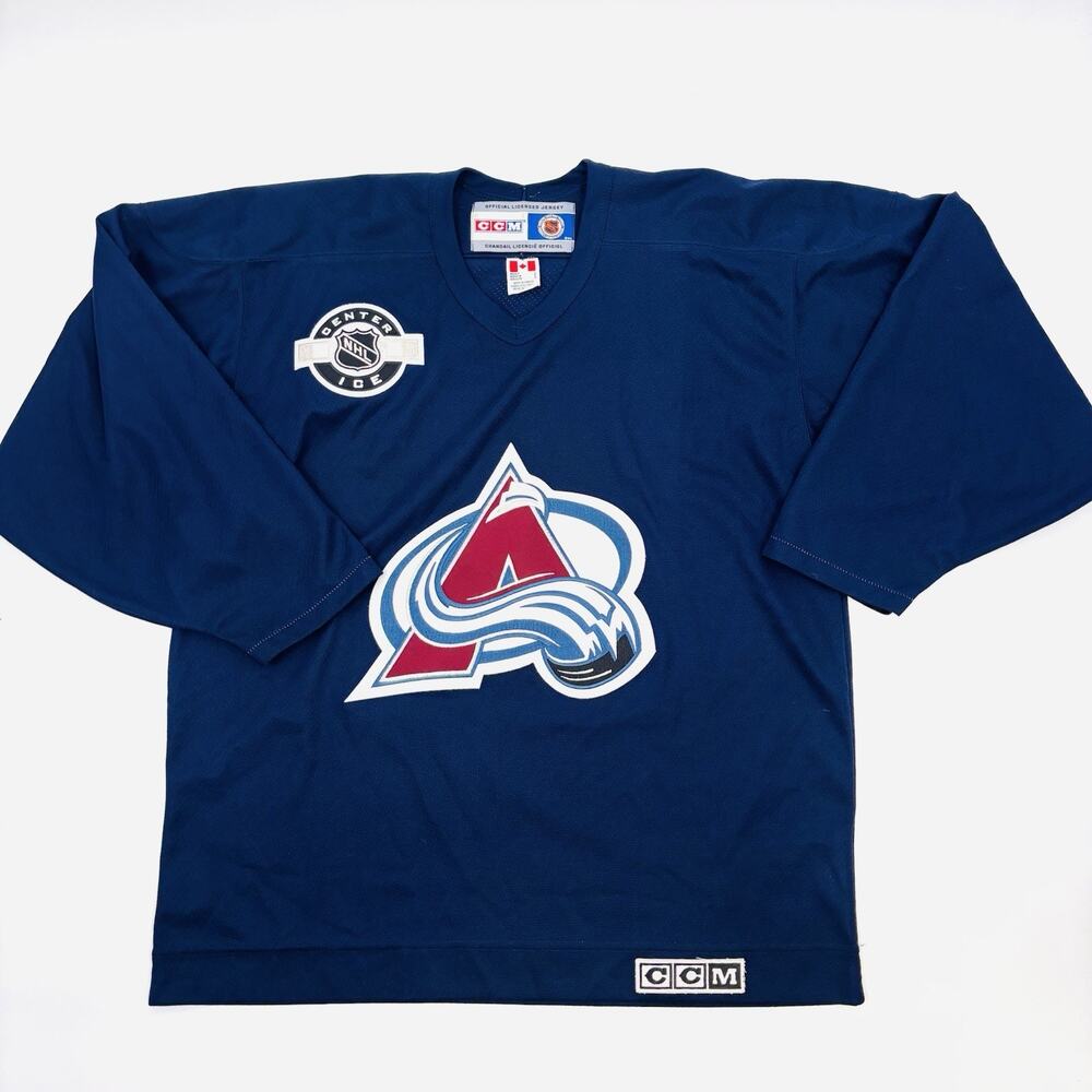 NHL Colorado Avalanche Jersey Mens L Hockey Retro Throwback CCM Center Ice VTG